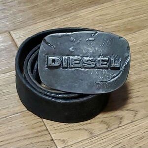 Diesel vintage leather y2k belt logo big buckle belt
